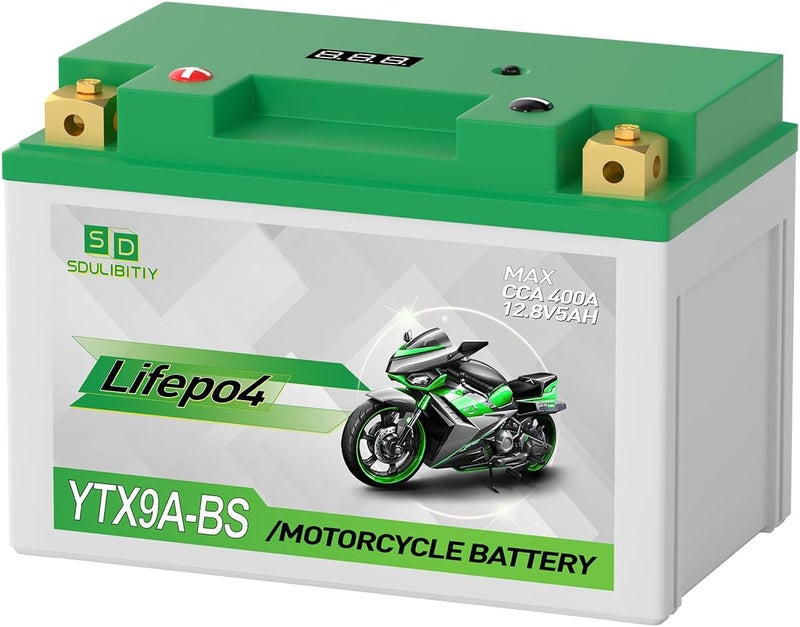 SDULIBITIY بطارية دراجة نارية ليثيوم، YTX9A-BS 12V5AH عالية الأداء للرياضات القوية، متوافقة مع ATV، UTV، PWC، Seadoo، Polaris وبطارية مولد - Image 1